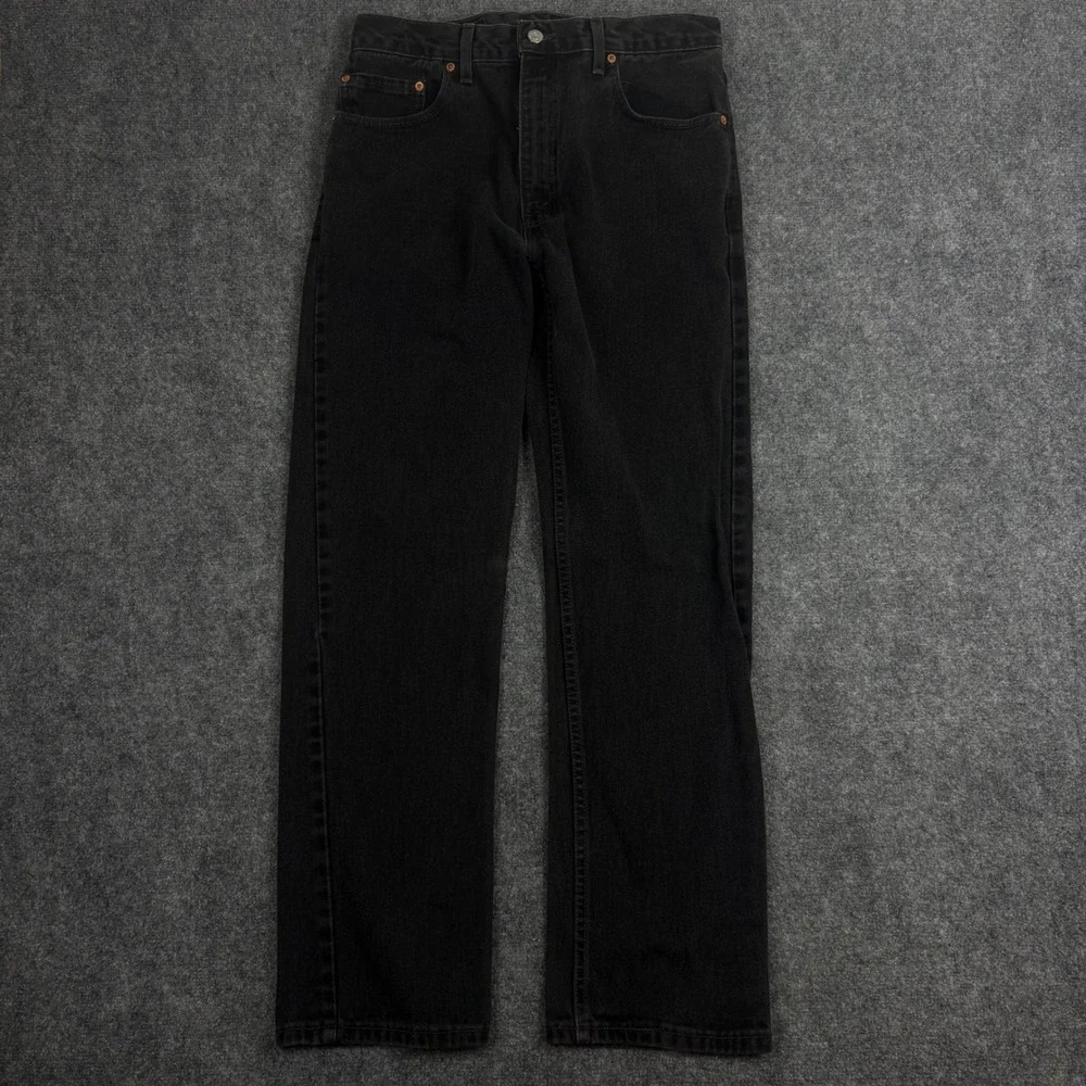 Levis 505 Regular Fit Straight Leg Black Jeans Mens 34x32 Made in USA 505-0260
